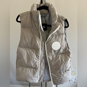 Canada Goose Beige Puffer Vest with Emblem
